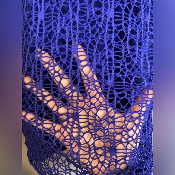 Blue purple crochet top attached tank - Picture 3 of 7